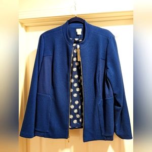Chicos Size 3 (XL) Nocturne Navy Long Sleeves Jacket